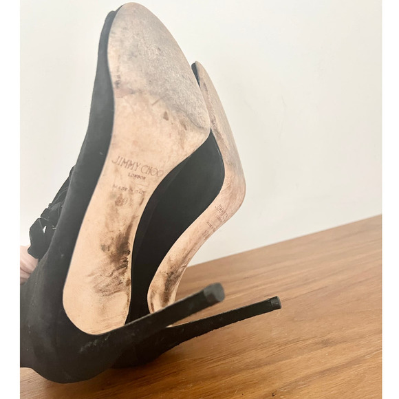Jimmy Choo Mavy Suede Lace Up Open Toe Ankle Bootie Black Women's Size 39.5 / 9 - Picture 13 of 13